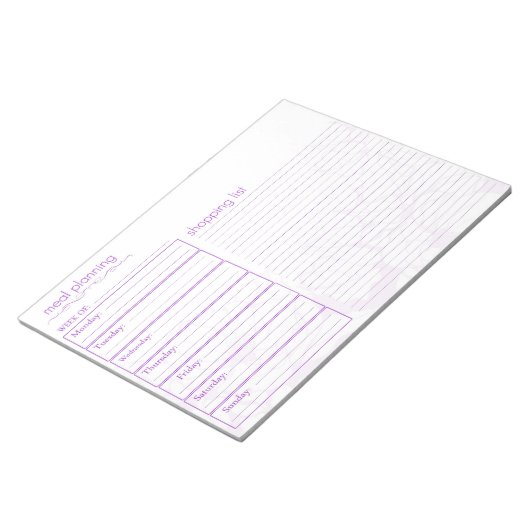 Planung der Mahlzeiten Notizblock (angewinkelt)