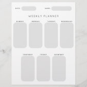 Planung der wöchentlichen Organisation Briefbogen (Vorderseite)