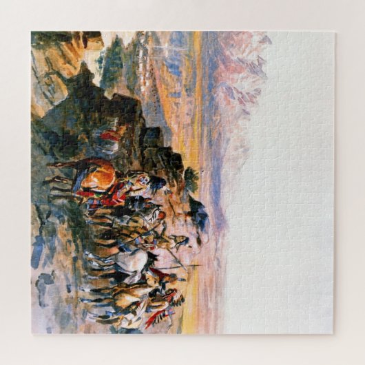 "Planung des Angriffs" von Charles M Russell Puzzle (Horizontal)