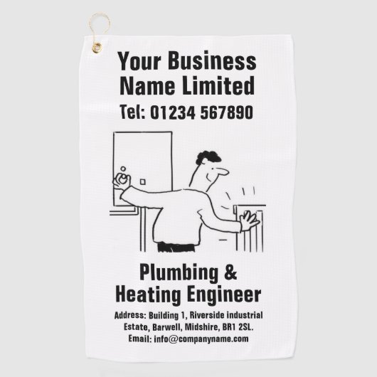 Planung für Installations- und Heizungstechnik Golfhandtuch (Vorderseite)