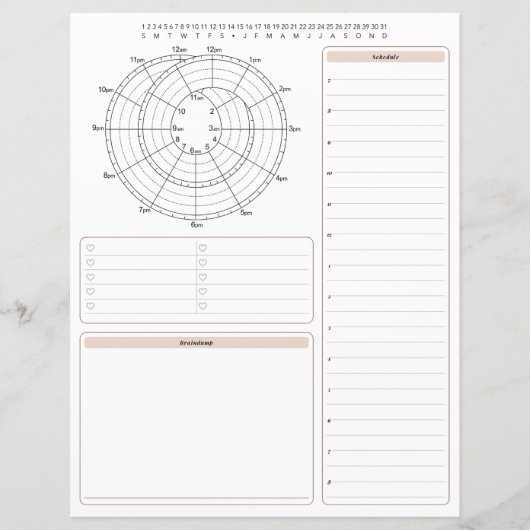 Planungs-Seite für den Tagesablauf (Vorderseite)