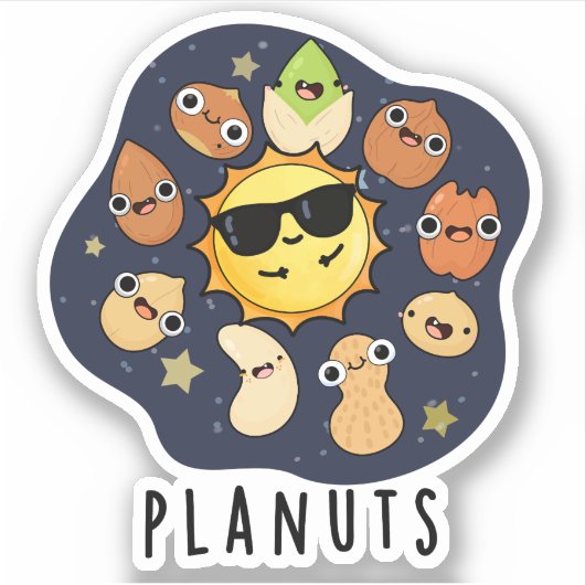Planuts Funny Astronomy Nuts Pun Aufkleber (Vorderseite)