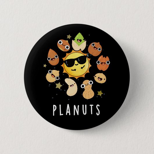 Planuts Funny Astronomy Nuts Pun Dark BG Button (Vorderseite)