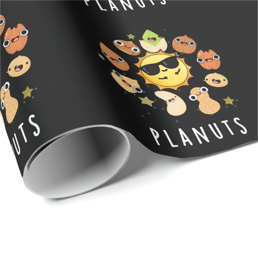 Planuts Funny Astronomy Nuts Pun Dark BG Geschenkpapier (Rolleneckpunkt)
