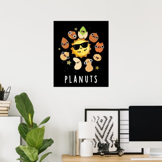 Planuts Funny Astronomy Nuts Pun Dark BG Poster (Heimbüro)
