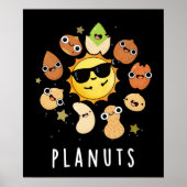 Planuts Funny Astronomy Nuts Pun Dark BG Poster (Vorne)