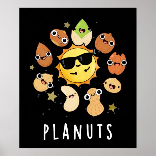 Planuts Funny Astronomy Nuts Pun Dark BG Poster (Vorne)