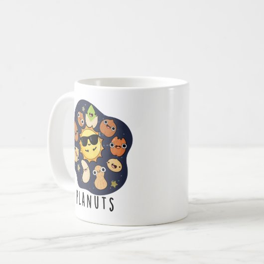 Planuts Funny Astronomy Nuts Pun Kaffeetasse (Vorderseite Links)