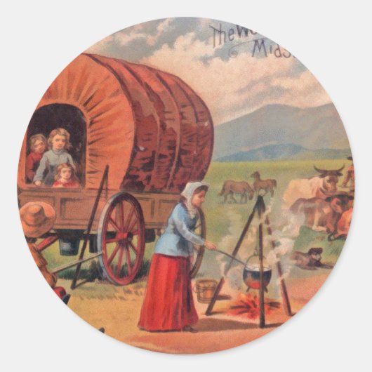 Planwagen Runder Aufkleber (Vorderseite)