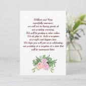 Planwechsel bei Hochzeiten, mit rosa Rosensteinfel Ankündigung (Stehend Vorderseite)