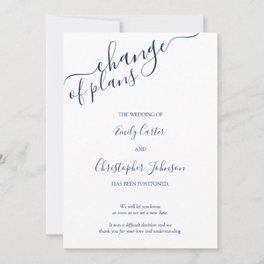 Planwechsel Elegant Blue White Foto Card Save The Date (Vorderseite)