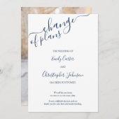 Planwechsel Elegant Blue White Foto Card Save The Date (Vorne/Hinten)