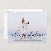 PLANWECHSEL Moderne Typografie Landschaft Foto Ankündigungspostkarte (Vorne/Hinten)