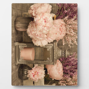 Plaque w/Easle Peonies, Lanterns und Crates Fotoplatte