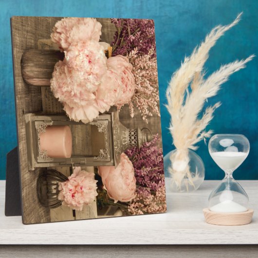 Plaque w/Easle Peonies, Lanterns und Crates Fotoplatte (Seite)