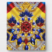 Plaque with Romania Colors Modernes Design Fotoplatte (Vorderseite)