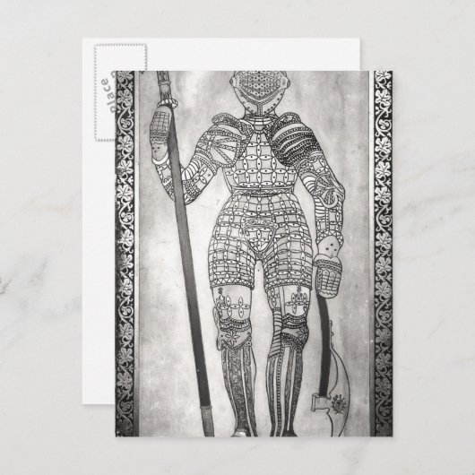 Plaque zur Darstellung der Rüstung von Johanna von Postkarte (Vorne/Hinten)