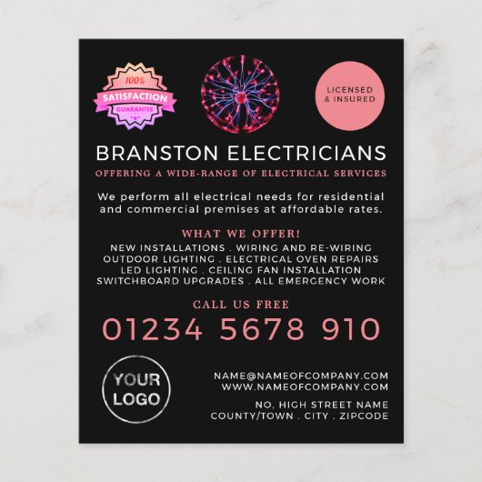 Plasma-Ball, elektrische Werbung Flyer (Vorne)