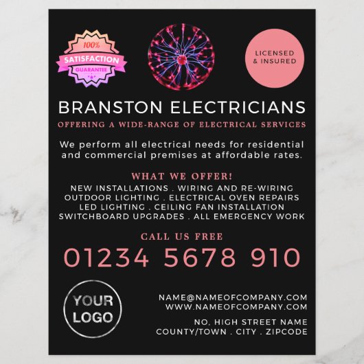 Plasma-Ball, elektrische Werbung Flyer (Vorne)