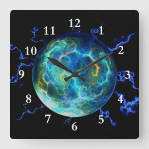 Plasma Electric Quadratische Wanduhr