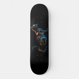 Plasma-Katze auf schwarz in lebhaften Farben Skateboard