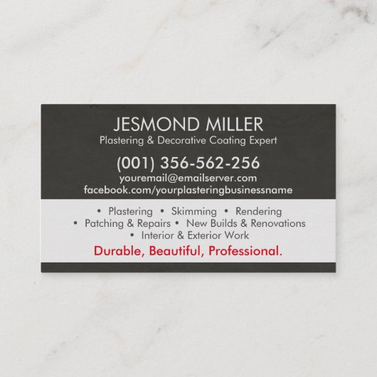 Plasterdienste Visitenkarte (Rückseite)