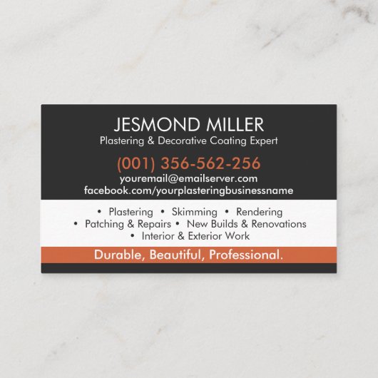 Plasterdienste Visitenkarte (Rückseite)