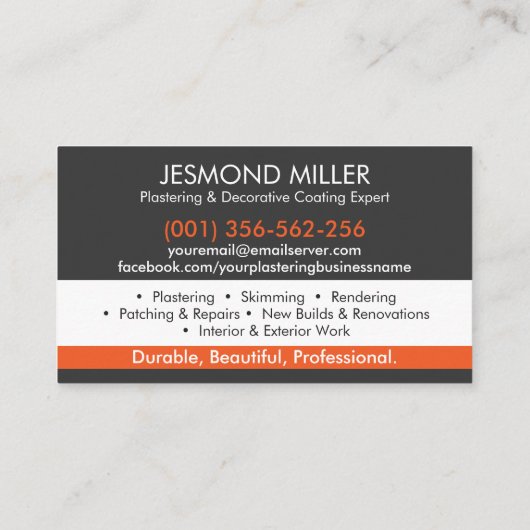 Plasterdienste Visitenkarte (Rückseite)