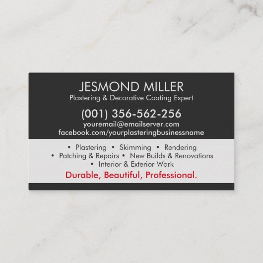 Plasterdienste Visitenkarte (Rückseite)