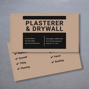 Plasterer & Drywall - Schwarz & Braun Visitenkarte
