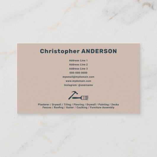 Plasterer & Drywall Visitenkarte (Rückseite)