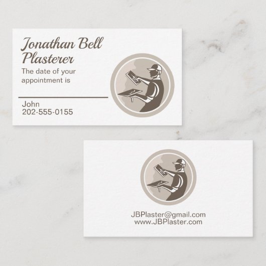 Plasterer Masonry Drywall Ernennung Visitenkarte (Vorne/Hinten)