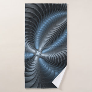 Plastic Blue Gray 3D Fraktal Kunst Modernes Abstra Badehandtuch