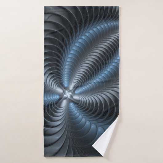 Plastic Blue Gray 3D Fraktal Kunst Modernes Abstra Badehandtuch (Badehandtuch)