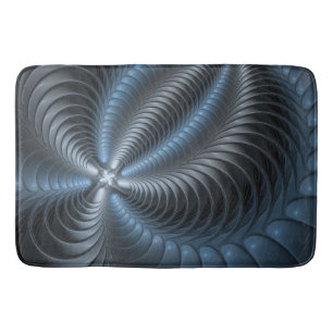 Plastic Blue Gray 3D Fraktal Kunst Modernes Abstra Badematte