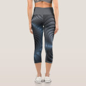 Plastic Blue Gray 3D Fraktal Kunst Modernes Abstra Capri Leggings (Rückseite)