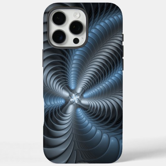 Plastic Blue Gray 3D Fraktal Kunst Modernes Abstra Case-Mate iPhone Hülle (Rückseite)