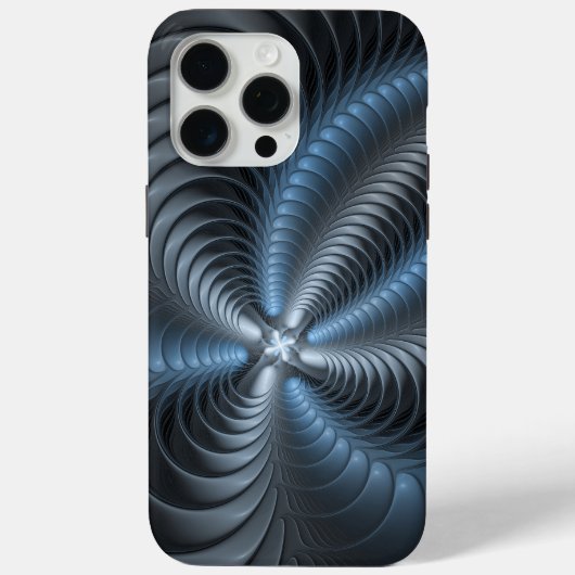 Plastic Blue Gray 3D Fraktal Kunst Modernes Abstra Case-Mate iPhone Hülle (Rückseite)
