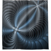 Plastic Blue Gray 3D Fraktal Kunst Modernes Abstra Duschvorhang (Vorderseite)