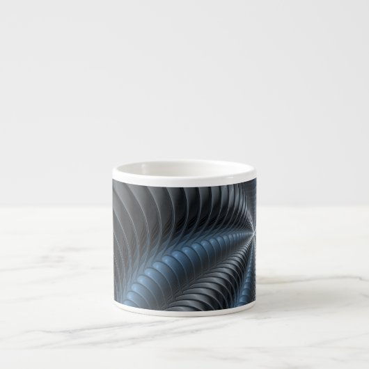 Plastic Blue Gray 3D Fraktal Kunst Modernes Abstra Espressotasse (Vorderseite)