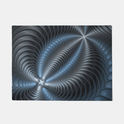 Plastic Blue Gray 3D Fraktal Kunst Modernes Abstra Fußmatte (Vorderseite)
