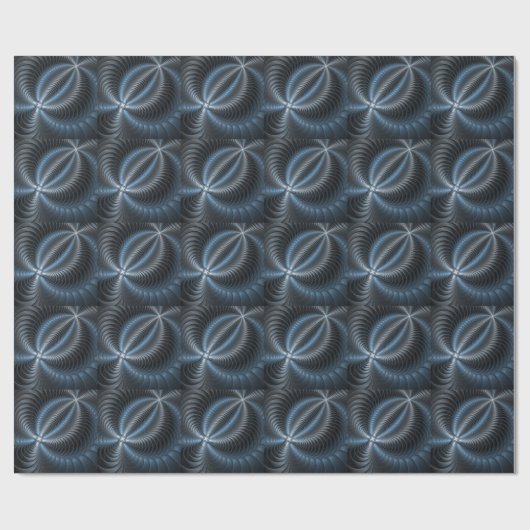Plastic Blue Gray 3D Fraktal Kunst Modernes Abstra Geschenkpapier (Flach)