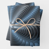 Plastic Blue Gray 3D Fraktal Kunst Modernes Abstra Geschenkpapier Set (Beispiel)