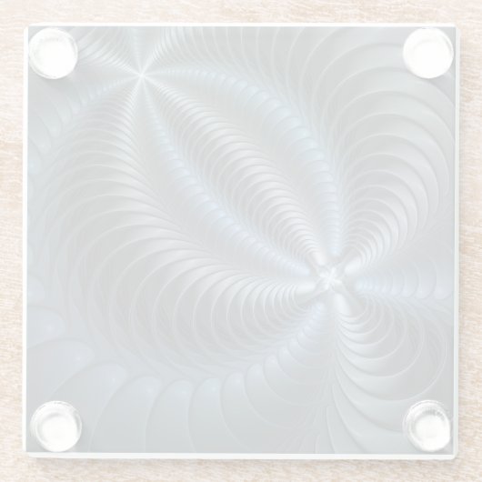 Plastic Blue Gray 3D Fraktal Kunst Modernes Abstra Glasuntersetzer (Rückseite)