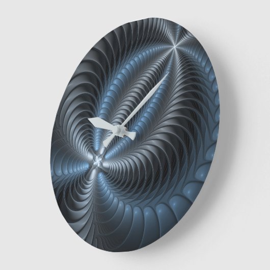 Plastic Blue Gray 3D Fraktal Kunst Modernes Abstra Große Wanduhr (Winkel)