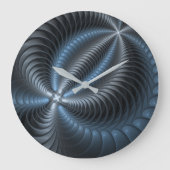 Plastic Blue Gray 3D Fraktal Kunst Modernes Abstra Große Wanduhr (Vorderseite)
