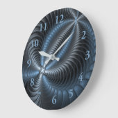 Plastic Blue Gray 3D Fraktal Kunst Modernes Abstra Große Wanduhr (Winkel)