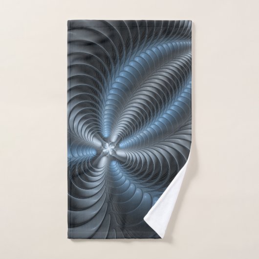 Plastic Blue Gray 3D Fraktal Kunst Modernes Abstra Handtuch (Handtuch)