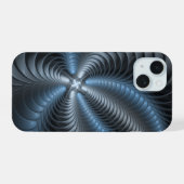 Plastic Blue Gray 3D Fraktal Kunst Modernes Abstra iPhone 15 Hülle (Rückseite (Horizontal))