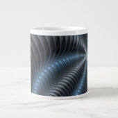 Plastic Blue Gray 3D Fraktal Kunst Modernes Abstra Jumbo-Tasse (Vorderseite)